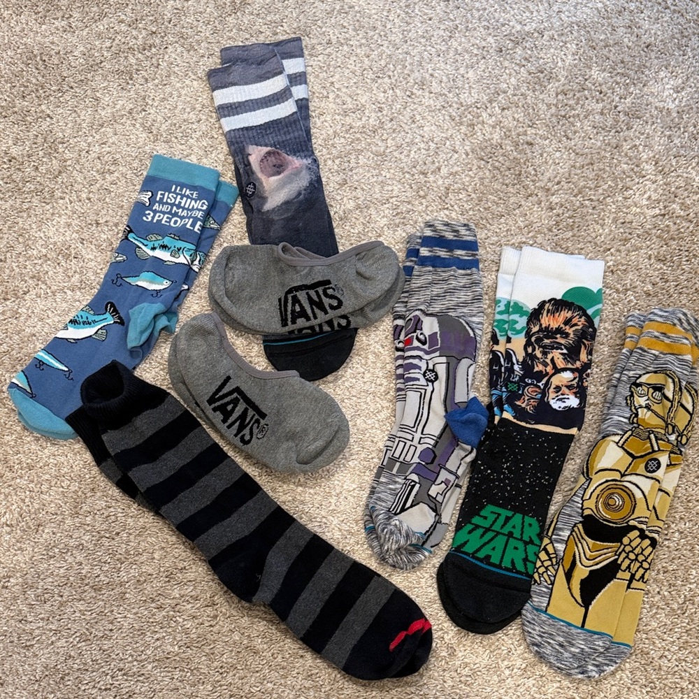 Men’s Sock Bundle - 8 pairs - Stance Star Wars, Vans…